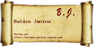 Balázs Janina névjegykártya